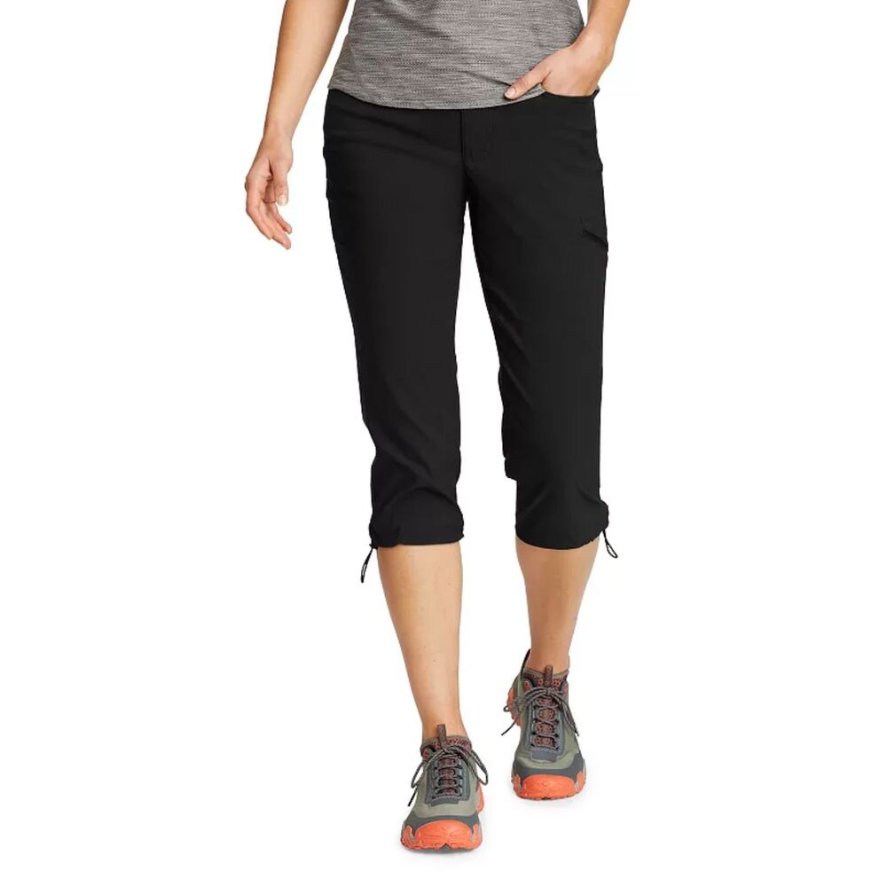 Eddie Bauer Women's Cargo Hiking Pants Rainier Capris Black 16